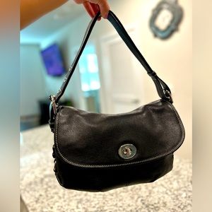 SOLD Black Pebbled Leather Coach Purse